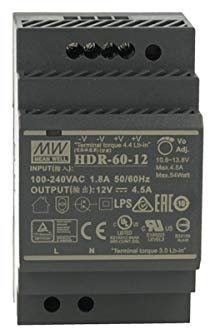 MeanWell HDR-60-12, Trasformatore Rotaia Industriale 12VDC 4,5A 54W,Barra Guida DIN Rail Power Supply Universale, Input 220V e 110V