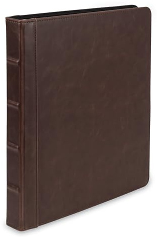 Vintage Hardback Book Style Round Ring Binder/Organizer/Planner, Dark Brown (.5, Brown)