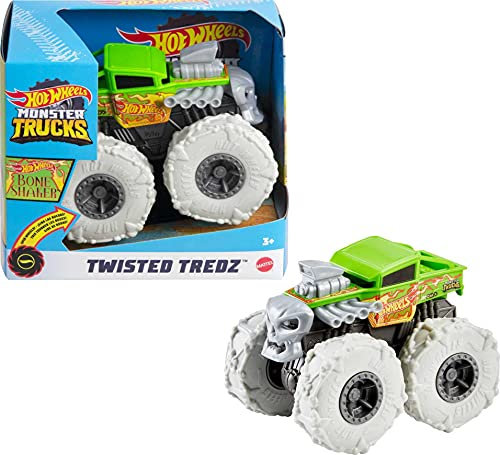 Hot Wheels Monster Trucks Twisted Tredz, Voiture à Friction aux Roues géantes Bone Shaker, véhicule échelle 1:43, Jouet pour Enfant, GVK38