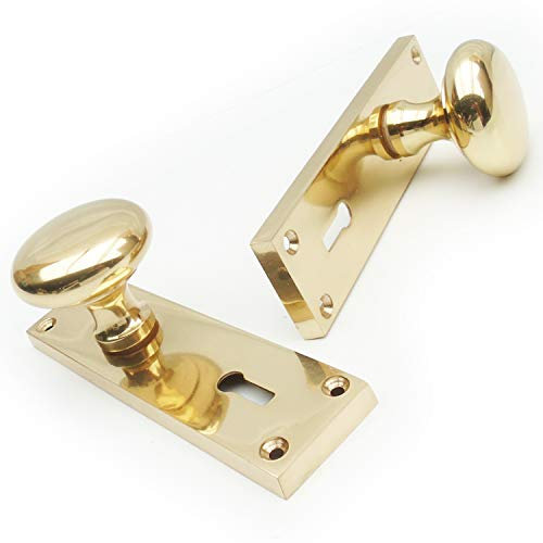 Jones & Grey New York Style Solid Brass Round Door Handles Knobs on Back Plate