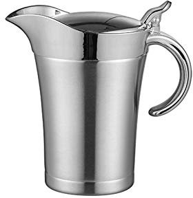Curroxer 750ml Gravy Boat Stainless Steel Body, Double Insulated Sauce Jug, Steak-Sauce Pot, Ideal for Gravy, Custard & Cream, Silver