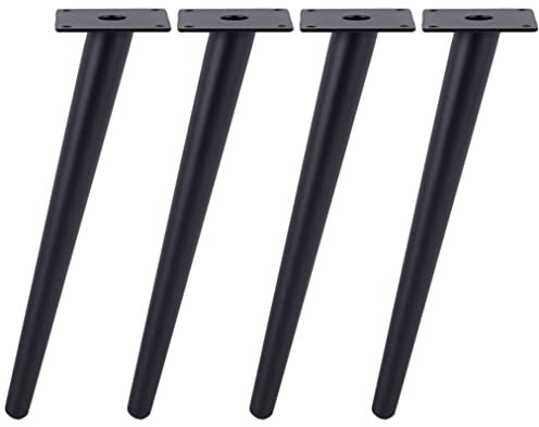 LOVEM Tischbeine Metall, Mobelbeine Schwarz,Höhe:10-55 cm Couchtisch/TV Tisch/Beistelltische/Kommode/Nachttisch Beine Kegel Tischfüße Eisen | Galvanikfläche | Mit Schrauben,4 Stück (55cm,Schräge)