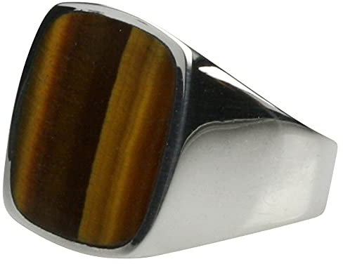 Massiver Siegelring aus 925er Silber mit Tigerauge, Größe:72 (22.9 mm)