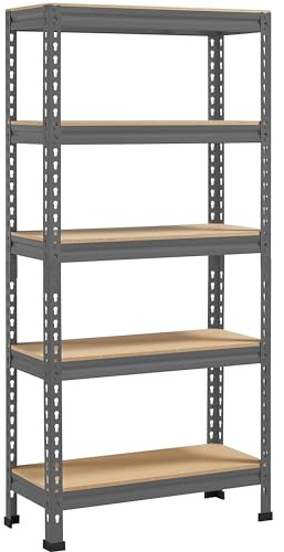 Yaheetech Estantería Metálica Galvanizada 150x70x30cm 750kg Gris Oscuro | Estanterias Almacenaje de 5 Niveles Estante Industrial de Almacenamiento para Trastero Garaje Taller sin Tornillos