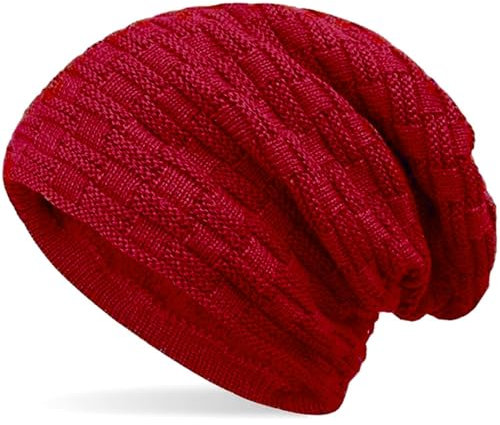 Hatstar Warme gefütterte Feinstrick Damen Beanie Mütze | Herren Mütze | mit Flecht Muster und sehr weichem Fleece Innenfutter | Unisex Wintermütze weich & warm (15 | Rot)
