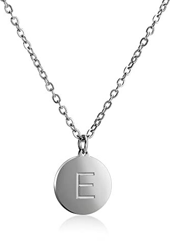 Kim Johanson Edelstahl Halskette für 2 in Silber | Partner Kette für Damen & Herren | A bis Z | Wasserfest | Paar Ketten mit Gravur I Personalisierter Schmuck | Verstellbar inkl. Schmuckbeutel (E)