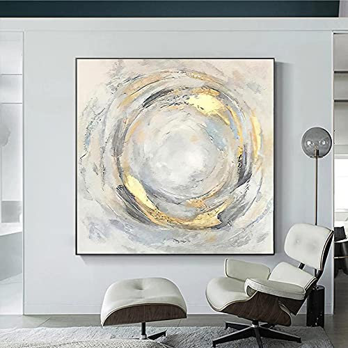 Abstraktes Ölgemälde auf Leinwand Luxus Gold Poster und Drucke nordische moderne minimalistische Wandkunst Bilder Wohnzimmer Dekor 80 x 80 cm rahmenlos