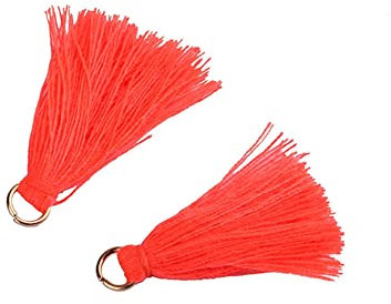 Egurs 100 Stück Mini Quasten 3cm Bunt Quaste Anhänger Troddel Fransen kleine Fransen für DIY Schmuck Ohrring Basteln, Armbänder, Schlüsselanhänger Orange