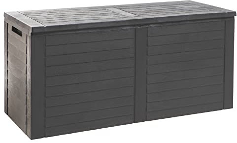 Gartenbox Aufbewahrungsbox, 240 Liter, mit Klappdeckel, aus stabilem Kunststoff, 115 x 45 x H 53 cm, Auflagenbox, Fb. anthrazit, Made in Europe