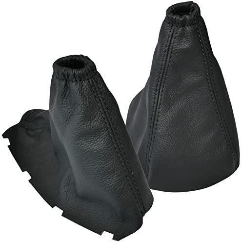 AERZETIX - C60300 - Funda para palanca de cambios y freno de mano en piel genuina - compatible con Kia Sorento 2002-2006 - color: negro con costuras negras - para caja de cambios manual