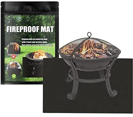 Feuerschale Matte Feuerfeste Unterlage, 39*72 Zoll Unter Grill Feuerstelle Matte, Hitzebeständige Schutzmatte für Boden Rasen Gras Terrasse Balkon Deck Outdoor Holzverbrennung Holzkohlegrill, Schwarz
