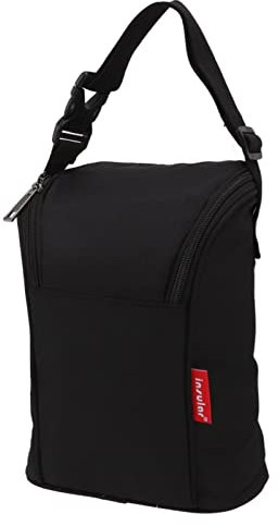 Baby Breastmilk Bottle Thermal Bag Proof Bottle Storage Bag Waterproof Nylon Insulation Tote Pouch Stylish Large Capacity for Nursing Mom Daycare (Black)