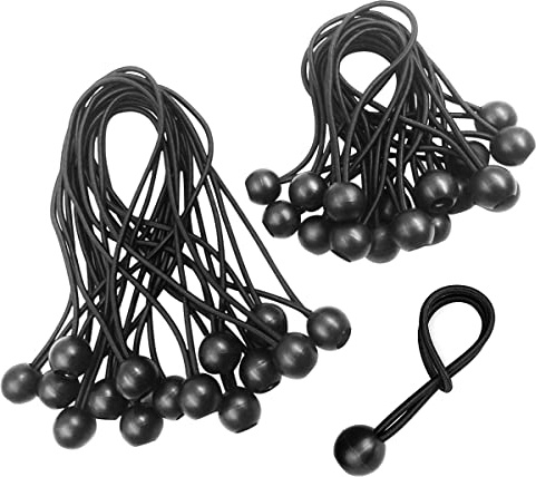Spanngummi Mit Kugel,Ball Bungee,30 Stück Zeltgummis, Planenspanner mit Kugel,Gummispanner für Banner,Zelte Spanngummi,Expanderschlingen Gummischlaufen,Planengummi Schwarz