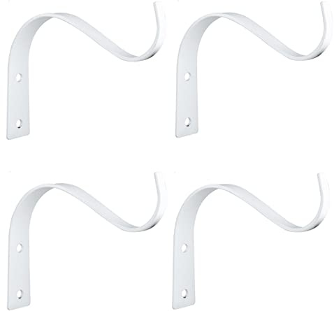 TopHomer 4 ganci da parete in metallo, ganci da parete, in ferro battuto in metallo, per fioriere, lanterne, mangiatoie per uccelli, cappotti, campanelli a vento, da parete, 4 pezzi, colore: bianco