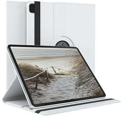 EAZY CASE - Tablet Hülle für iPad Pro 6. Generation 2022 Schutzhülle 12.9 Zoll Smart Cover Tablet Case Rotationcase zum Aufstellen Klapphülle 360° drehbar mit Standfunktion Tasche Kunstleder Weiß