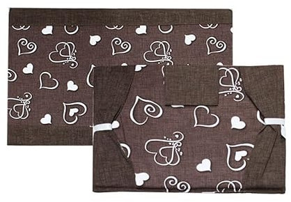 Russo Tessuti Coordinato COPRIFORNO Cuori Love COPRIFORNELLO 5 FUOCHI Arredo Casa Cucina Paris-Marrone-Forno+fornello