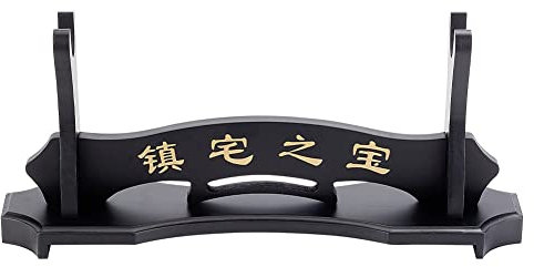 OLYCRAFT Porte-Épée Katana Support en Bois pour Épée Katana Support pour Épée en Bois Présentoir pour Épée de Samouraï Noir Présentoir pour Épée avec Caractère Chinois pour Katana