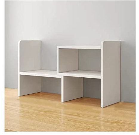 PEVSCO Bücherregal Schreibtisch-Bücherregal aus Holz, weiß, verstellbar, Schreibtisch-Organizer, Bücherregal, Lagerregal, Regal for Büro, Zuhause, Küche Büroregal Aktenregal Ordnerregal