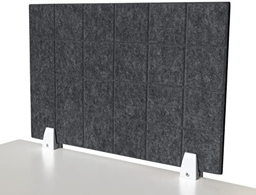 Imstande - Akkustik Trennwand Büro Schreibtischtrennwand 60cm x 40cm, Befestigungs-Clips weiß Schreibtisch Tischtrennwand Filz Grau