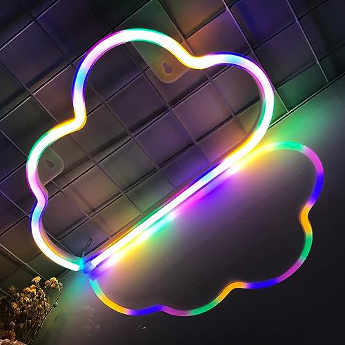 Wolke LED Neon Licht Logo für Party Zubehör, Mädchen Schlafzimmer Dekoration, Wand Neon Licht Kunst; verwendet in Schlafsälen, Bars, Valentinstag, Geburtstagsgeschenke (bunt)