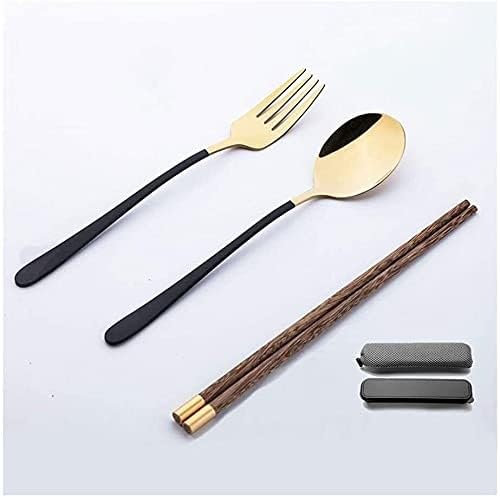 bacchette sushi bacchette cinesi bacchette Set di tre pezzi per bacchette riutilizzabili, set di cucchiai per lavastoviglie antiscivolo, scatola per forchette