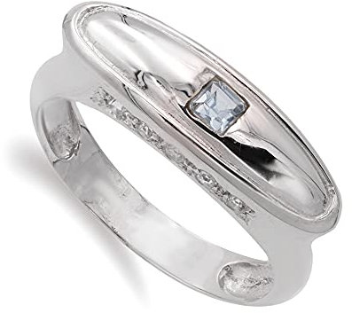 18 Karat Weißgold Ring Aquamarin oval Zirkone Frau