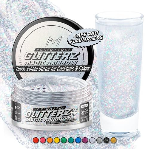 MONÉGASQUE Magic Rainbow Edible Glitter for Drinks 10g - Rainbow Dust Edible Glitter for Cakes - Cocktail Shimmer for Drinks - Food Colouring & Drink Shimmer Powder - Cake Decorations Spray Paint Dust