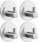 Drenky Towel Hooks Self Adhesive 4 Pack - Silver Brushed Stainless Steel Bathroom Waterproof Hanging Hooks With PE Pads for Kitchen