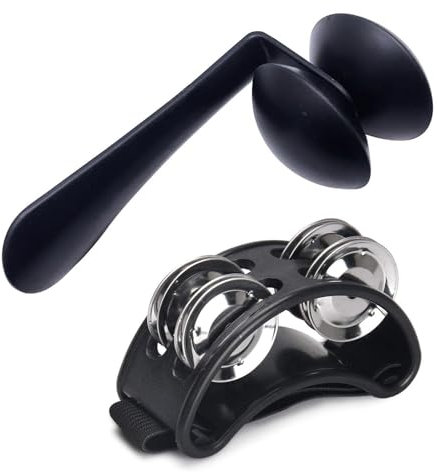 Jiayouy 2pcs Heel Shaker with Foot Tambourine Percussion Instrument for Drum & Guitar Playing