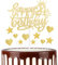 mciskin Happy 24th Birthday Cake Toppers - Gold Glitter Heart Stars, Personalised for Women Girls