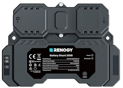 Renogy Battery Shunt 300 with the Built-in Bluetooth, Measure Battery Voltage and Current, Compatible with Lead Acid, LFP, Li-ion and Ni-MH
