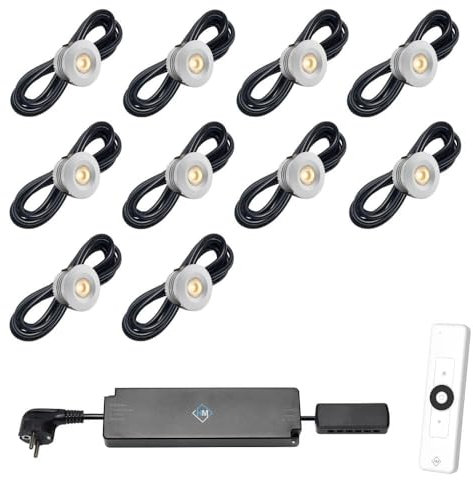 Hamulight LED Einbaustrahler Terrassenüberdachung Sevilla ab mit Fernbedienung | Wintergarten Beleuchtung - Einbauleuchten - Überdachung | 3W - Dimmbar - Warmweiß | Set mit 10 Stück