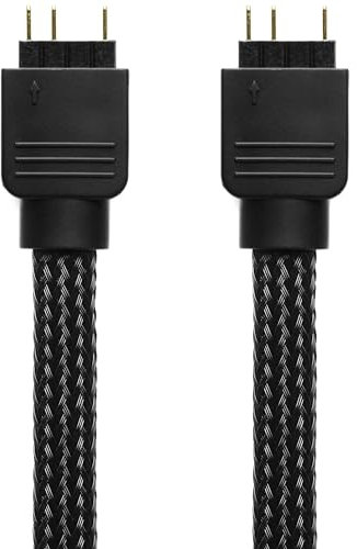 CRJ 3-Pin ARGB Lighting Extension Cable - 24-inch (60cm), Premium Black Sleeved - Female Cable with Removable Male Pins for PC 5V Adressable RGB Devices