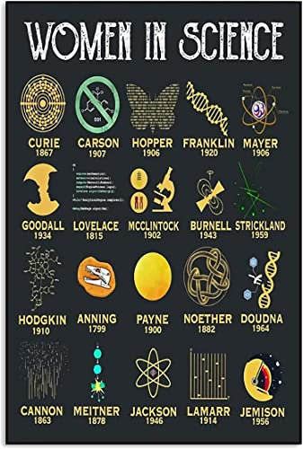 FJQWKLF Frauen in der Wissenschaft, Leinwanddruck, Wandkunst, Gemälde, rahmenlose Poster für Klassenzimmer, Bibliothek, Wanddekoration, 30,5 x 40,6 cm