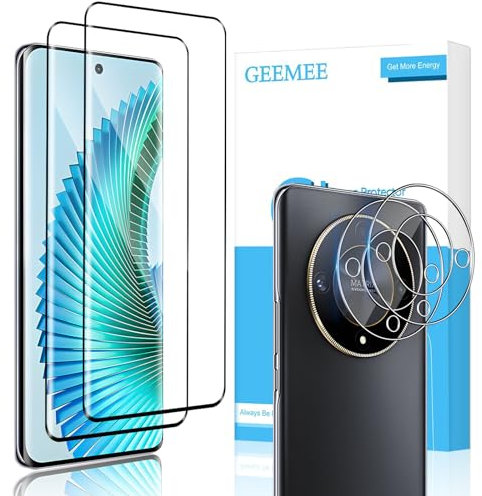 GEEMEE 2+2 Piezas Protector de Pantalla para Honor Magic 6 Lite 5G Ultra y Protector de Lente de Cámara, 9H Dureza HD Cristal Templado Anti-Arañazos Sin Burbujas Vidrio Templado Protectora