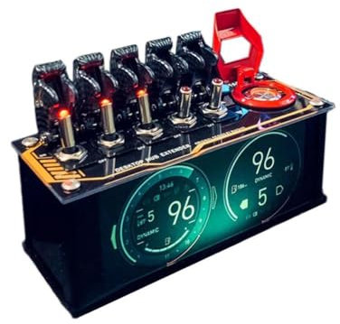 Retro USB Strip Original Switches Docking Station with Switches USB Switch Hub Extender with Airplane Switches and App-Controlled RGB Lights Support for Retro Decoration for Home Decor(black)