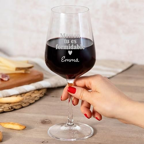 Wanapix | Verre à Vin Maman Personnalisé | Cadeau Fête des Mères | Idee Cadeaux Anniversaire Femme | Gravure | 45cl | Maman Formidable