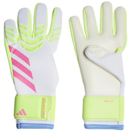 Adidas Unisex League Fingersave Torwart Fußballhandschuhe, Weiß/Lucid Lemon/Lucid Pink, Größe 5
