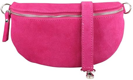 Blade Bauchtasche Damen, Handgemachte Wildledertasche, Crossbody Bag, Gürteltasche Echtes Leder mit Ledergurt, 3 Größen, Stylische Umhängetasche aus Italien, Geschenk für Sie, Ledertasche-Fuchsia