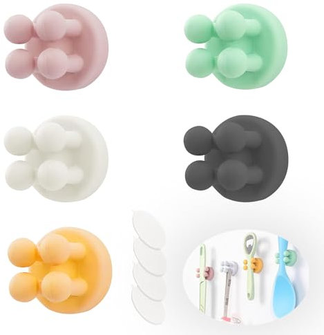 Fish DRAGATE 5 Pcs Porte Brosse À Dents Mural,Porte Rasoir Douche,Support Rasoir Silicone,Support Brosse A Dent Electrique,Toothbrush Holder pour La Salle De Bain, La Cuisine,avec 5 Autocollants