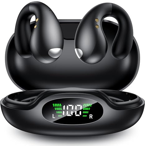 Boytond Sport Cuffie Bluetooth Clip Orecchio - Wireless Auricolari Bluetooth Sport ad Alte Prestazioni per Gli Amanti Degli Sport All'aperto, Conduzione Ossea e Design Ergonomico, Nero (2024)