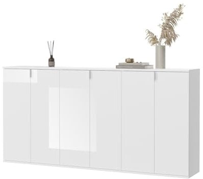 Inn.Furn Sideboard weiß Hochglanz Kommode Anrichte Buffet Mehrzweckschrank Esszimmer Wohnzimmer183 x 99 cm SystemX