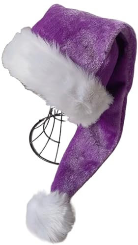 Ankelesz Schwarze Plüsch-Weihnachtsmütze für Erwachsene, Unisex, lang, Weihnachten, Halloween, Kostümpartys (lila)