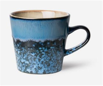 HKLiving - Henkelbecher, Kaffeebecher - 70s Ceramics: Americano Mug, Night - Farbe: blau - Steingut - 11,5x8,5x8cm