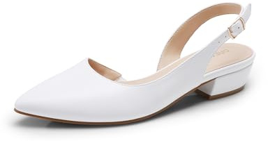 DREAM PAIRS Women‘s Slingback Flats Dress Shoes | 1.1 Low Block Heels, Pointed Toe, Adjustable Buckle Slingback, Non-Slip Outsole