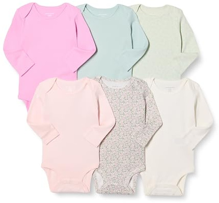 Amazon Essentials Unisex Baby Langärmlige Bodys aus Baumwolle, 6er Pack