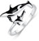 Shusukue Killerwal-Ring, 925er Sterlingsilber, zwei Orcas, verstellbarer Ring, Schmuck für Tierliebhaber, Ozean-Geschenk für Freundin/Tochter/Mutter