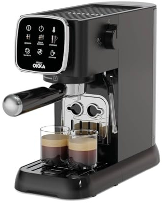 Okka Espresso Solo Halbautomatische Espressomaschine, OK0034-05, Schwarz-Chrom