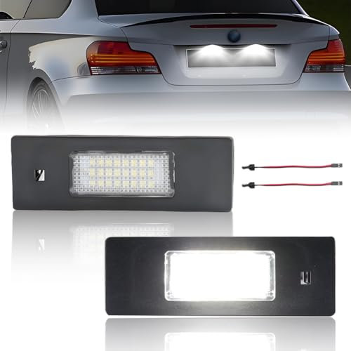GSOWO LED Kennzeichenbeleuchtung für E81 E87 F20 F21 E63 E64 F06 F12 F13 1er 6er Z4 E86 E85 E89 X2 Gran Coupe, Hochwertige Can-bus Fehlerfrei 24 SMD Nummernschildbeleuchtung, 2 Stücke