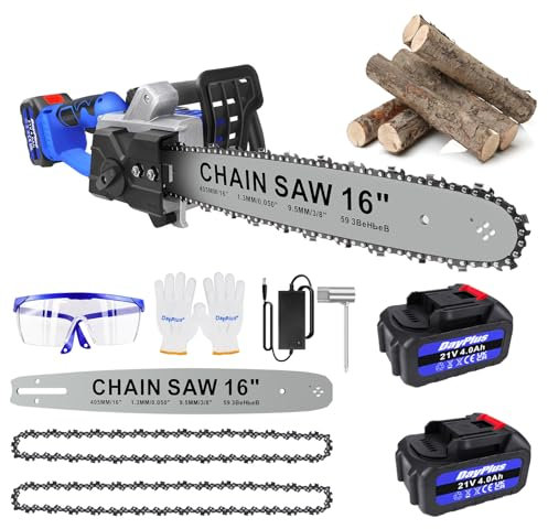 16 Inch Brushless Chainsaw Cordless, Electric Saw Battery Chainsaw Chain Saws with 2 4.0Ah Battery and 2 Super Chains, Auto Chain Lubrication, Electric Chainsaw for Cutting Trees, Cut Wood, Tree